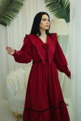BORDO GABARDİN ELBİSE