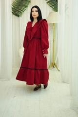 BORDO GABARDİN ELBİSE