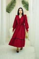 BORDO GABARDİN ELBİSE